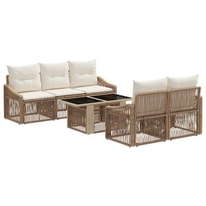 vidaXL Gartensofa-set 6 stk. Beige und Cremewei&szlig; Poly-Rattan