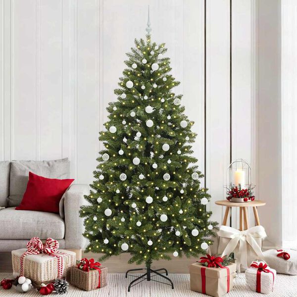 vidaXL K&uuml;nstlicher Weihnachtsbaum Gr&uuml;n 210 cm PVC und Metall