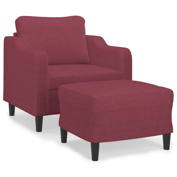vidaXL Sessel mit Hocker Weinrot 60 cm Stoff