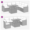 vidaXL 7-tlg. Garten-Sofagarnitur mit Kissen Schwarz Poly Rattan