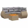vidaXL 5-tlg. Garten-Sofagarnitur mit Kissen Beige Poly Rattan