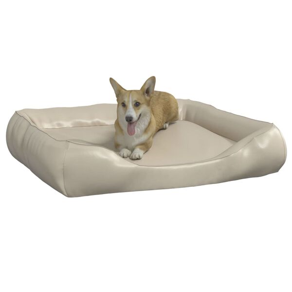vidaXL Hundebett Beige 105x80x25 cm Kunstleder