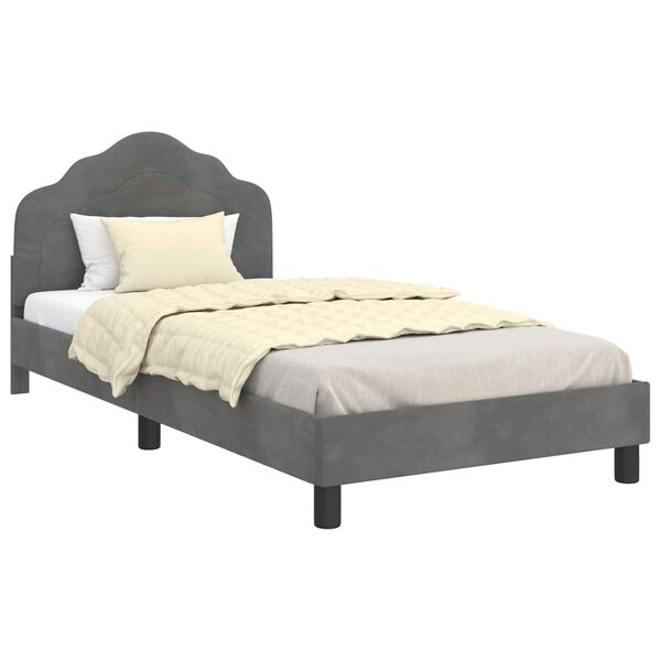 vidaXL Kinderbettgestell mit Kopfteil Dunkelgrau 80 x 200 cm Samt