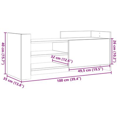 vidaXL TV-Schrank Braun Eichen-Optik 100x35x40 cm Holzwerkstoff