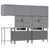 vidaXL Arbeitsschrankset mit Schubladen mit Regal 10 pcs Rot und Grau