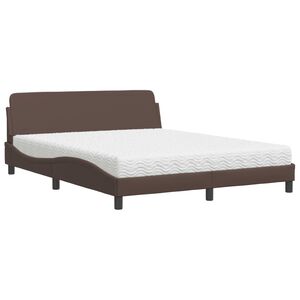 vidaXL Bett mit Matratze "Dover" Braun 160x200 cm Kunstleder