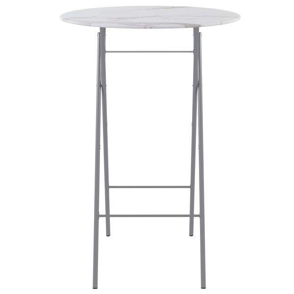 vidaXL Bartisch Klappbar Wei&szlig; &Oslash;80 cm Glas in Marmor-Optik