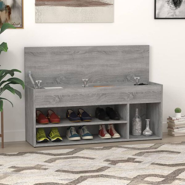 vidaXL Schuhbank Grau Sonoma 105x30x45 cm Holzwerkstoff