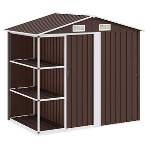 vidaXL Gartenhaus mit Regal Braun 205x130x183 cm Eisen