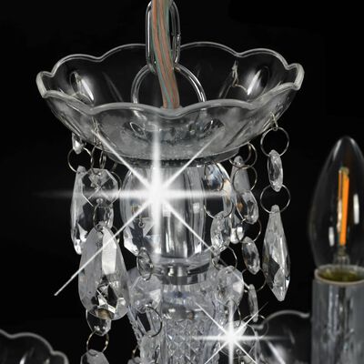 vidaXL Kronleuchter mit Kristallperlen Silbern Rund 5 x E14