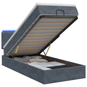 vidaXL Ottoman-Bett mit Matratze und LED Dunkelgrau 80 x 200 cm Samt
