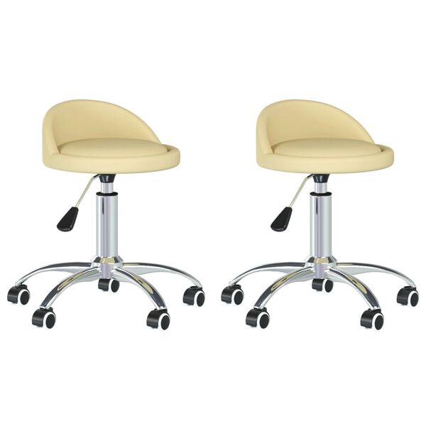vidaXL Esszimmerst&uuml;hle 2 Stk. Drehbar Creme Kunstleder