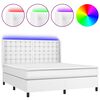 vidaXL Boxspringbett mit Matratze & LED Wei&szlig; 180x200 cm Kunstleder