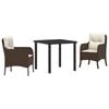 vidaXL Garten Essgruppe 3 Stk. Braun Poly-Rattan