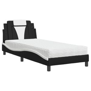 vidaXL Bett "Viana" mit Matratze Schwarz und Wei&szlig; 90x190 cm Kunstleder