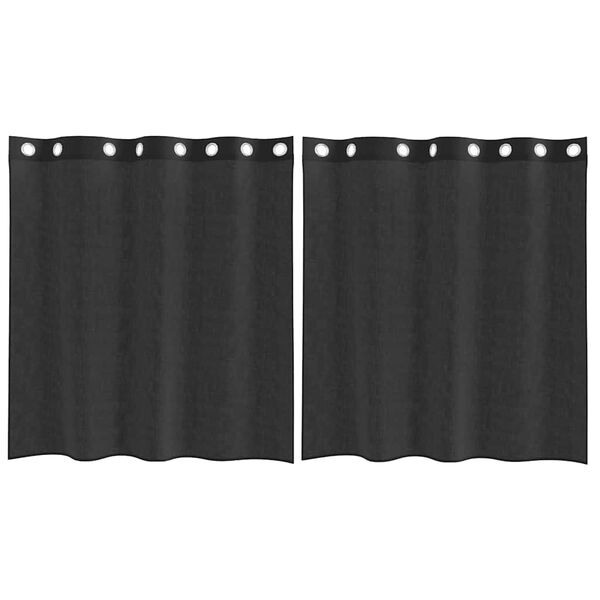 vidaXL Voile Vorhänge mit Ösen 2 Stk. Schwarz 140x140 cm
