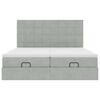 vidaXL Ottoman-Bett mit Matratzen & LEDs Hellgrau 200x200 cm Samt