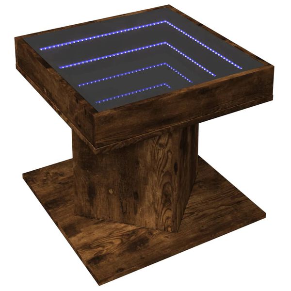 vidaXL LED-Couchtisch R&auml;uchereiche 50x50x45 cm Holzwerkstoff