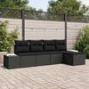 vidaXL Sofa Set mit Kissen 5 pcs Schwarz Poly Rattan