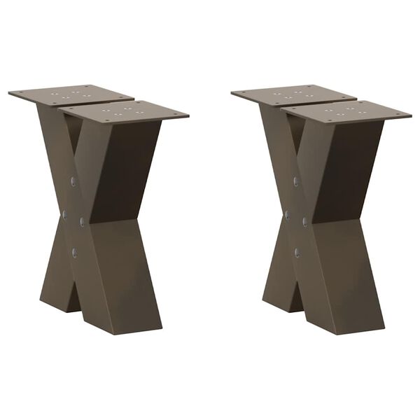 vidaXL Couchtischbeine X-Form 2 Stk. Naturstahl 40x(30-31) cm Stahl