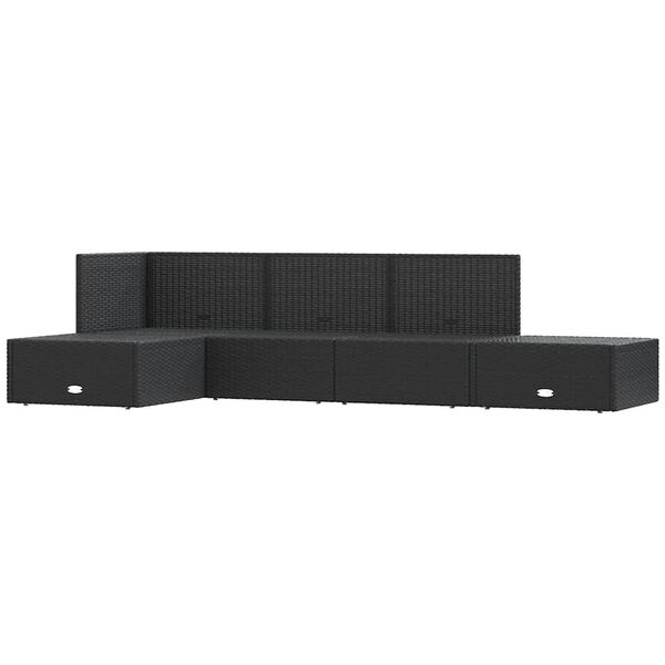 vidaXL 5-tlg. Garten-Lounge-Set mit Kissen Schwarz Poly Rattan
