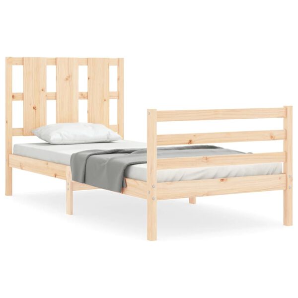 vidaXL Massivholzbett mit Kopfteil 90x200 cm