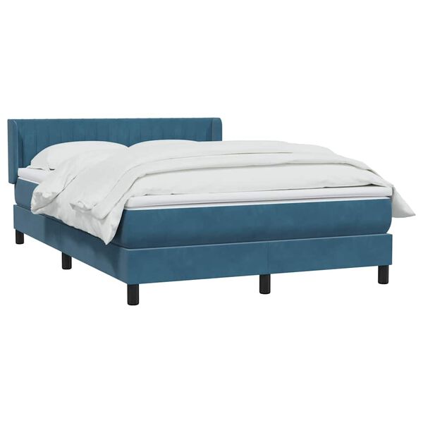vidaXL Boxspringbett mit Matratze Dunkelblau 140x210 cm Samt