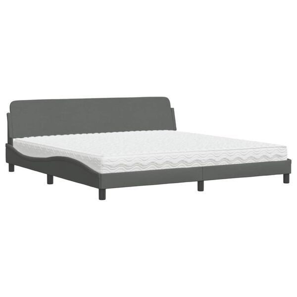 vidaXL Bett mit Matratze "Dover" Dunkelgrau 200x200 cm Stoff