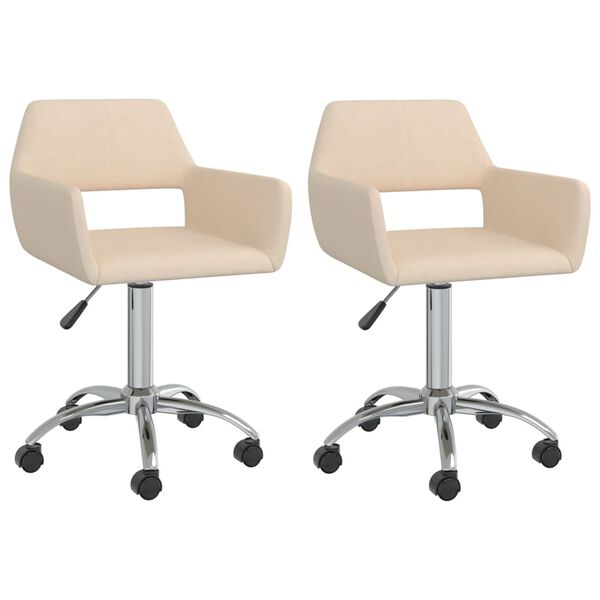 vidaXL Esszimmerst&uuml;hle 2 Stk. Drehbar Creme Stoff