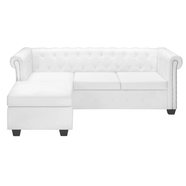 vidaXL Chesterfield-Sofa in L-Form Kunstleder Wei&szlig;