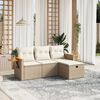 vidaXL 4-tlg. Garten-Sofagarnitur mit Kissen Beige Poly Rattan
