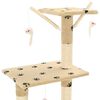 vidaXL Katzenkratzbaum mit Sisal 138 cm Beige Pfoten-Aufdruck