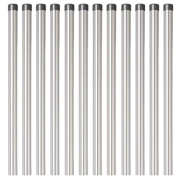 vidaXL Zaunpfosten 12 pcs Silber 50 cm Pulverbeschichteter Stahl