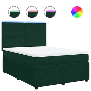 vidaXL Boxspringbett mit Matratze Dunkelgr&uuml;n 140x200 cm Samt