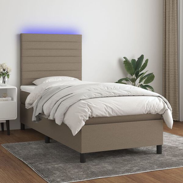 vidaXL Boxspringbett mit Matratze & LED Taupe 80x200 cm Stoff