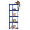 vidaXL Eckregal mit 5 B&ouml;den Blau Stahl & Holzwerkstoff