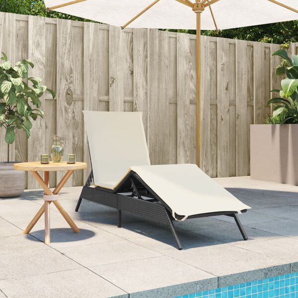 vidaXL Sonnenliege mit Auflage Schwarz Poly-Rattan