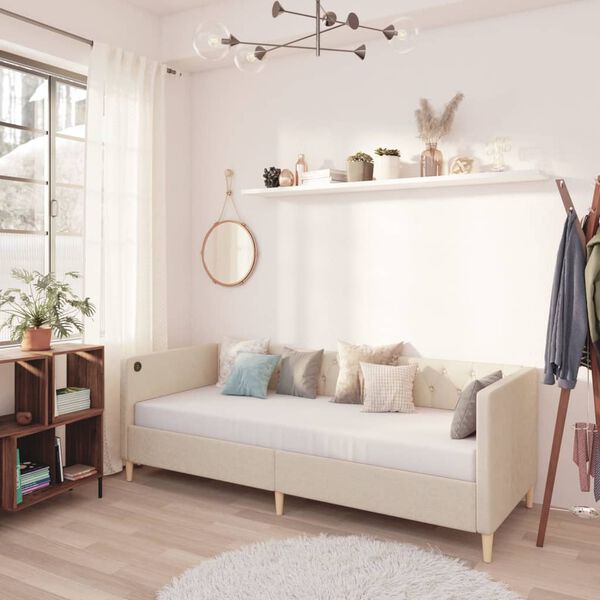 vidaXL Tagesbett USB Creme Stoff 90x200 cm