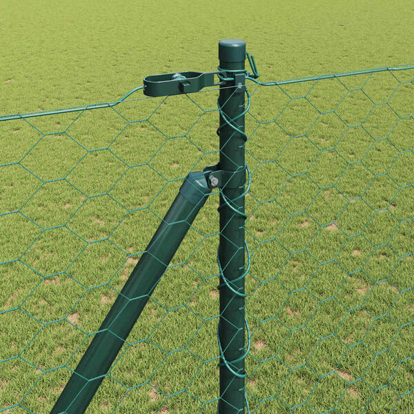 vidaXL Zaunpfosten Gr&uuml;n 100 x 1,5 m (50 mm Maschenweite) Stahl und PVC