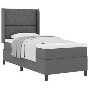 vidaXL Boxspringbett mit Matratze Dunkelgrau 100 x 200 cm Stoff