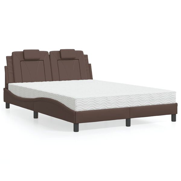 vidaXL Bett "Viana" mit Matratze Braun 120x200 cm Kunstleder