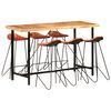 vidaXL 7-tlg. Bar-Set Massivholz und Echtleder