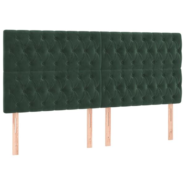 vidaXL LED Kopfteil Dunkelgr&uuml;n 200x7x118/128 cm Samt