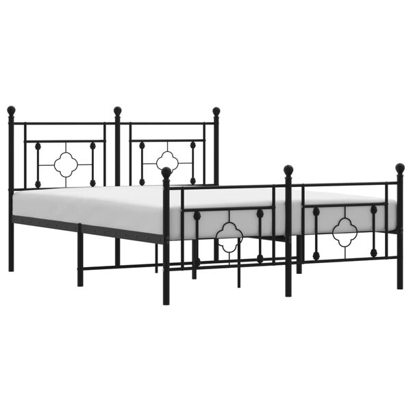 vidaXL Bettgestell mit Kopf- und Fu&szlig;teil Metall Schwarz 140x190 cm