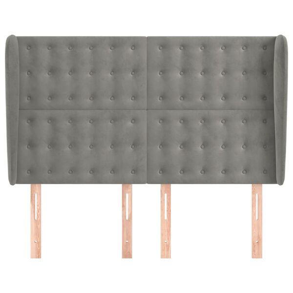 vidaXL Kopfteil mit Ohren Hellgrau 147x23x118/128 cm Samt