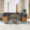vidaXL Gartensofa-set mit Kissen 13 pcs Grau Poly-Rattan