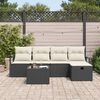 vidaXL Sofa Set mit Kissen 6 pcs Schwarz und Creme Poly-Rattan