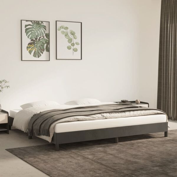 vidaXL Bettgestell ohne Matratze Dunkelgrau 200x200 cm Samt