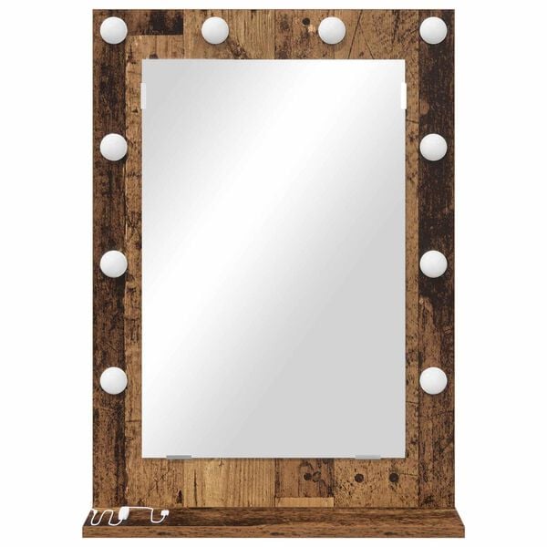 vidaXL Kosmetikspiegel Altholz 70 x 50 x 18 cm Holzwerkstoff und Glas