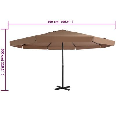 vidaXL Sonnenschirm mit Aluminium-Mast 500 cm Taupe